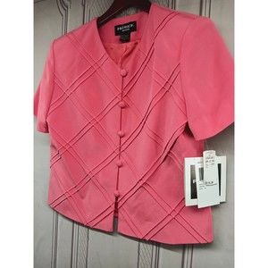 NWT VTG Lord & Taylor $119 Patrick Petite Womens Blouse Size 10 100% Silk Coral